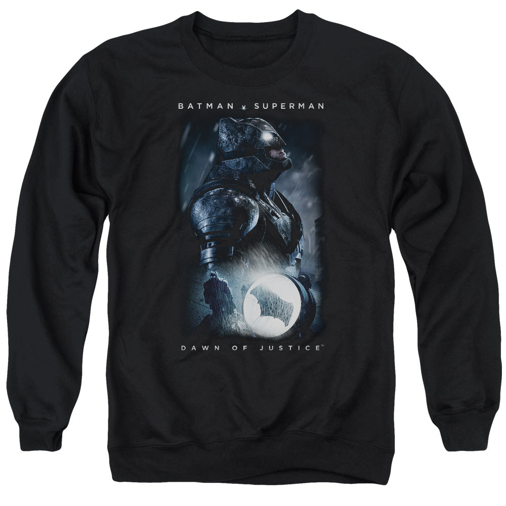 AN OFFCIALLY LICENSED BATMAN V SUPERMAN SIGNAL ADULT UNISEX CREWNECK SWEATSHIRT BLACK