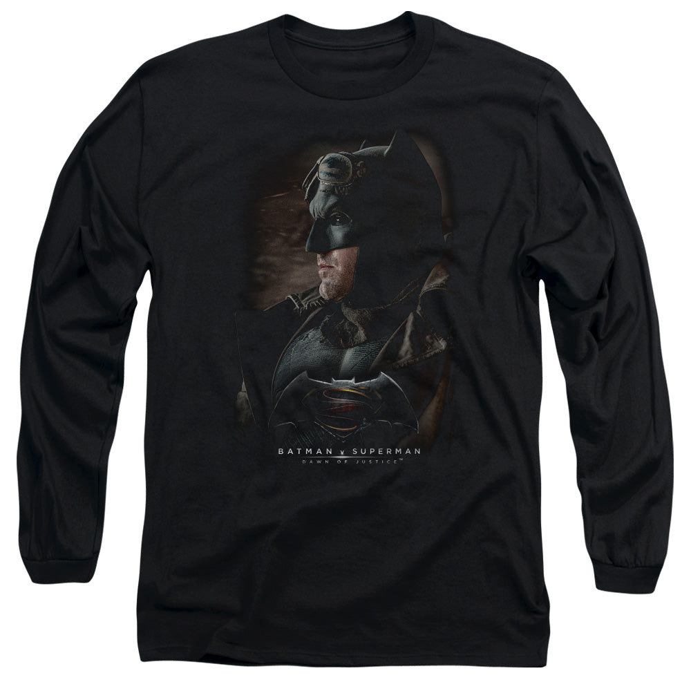 AN OFFCIALLY LICENSED BATMAN V SUPERMAN DESERT GEAR MEN'S LONG SLEEVE T-SHIRT BLACK