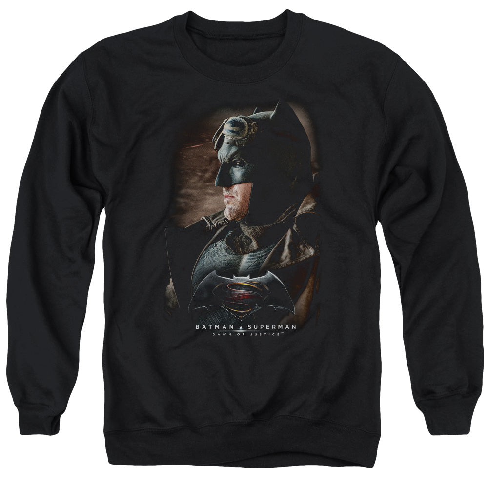 AN OFFCIALLY LICENSED BATMAN V SUPERMAN DESERT GEAR ADULT UNISEX CREWNECK SWEATSHIRT BLACK