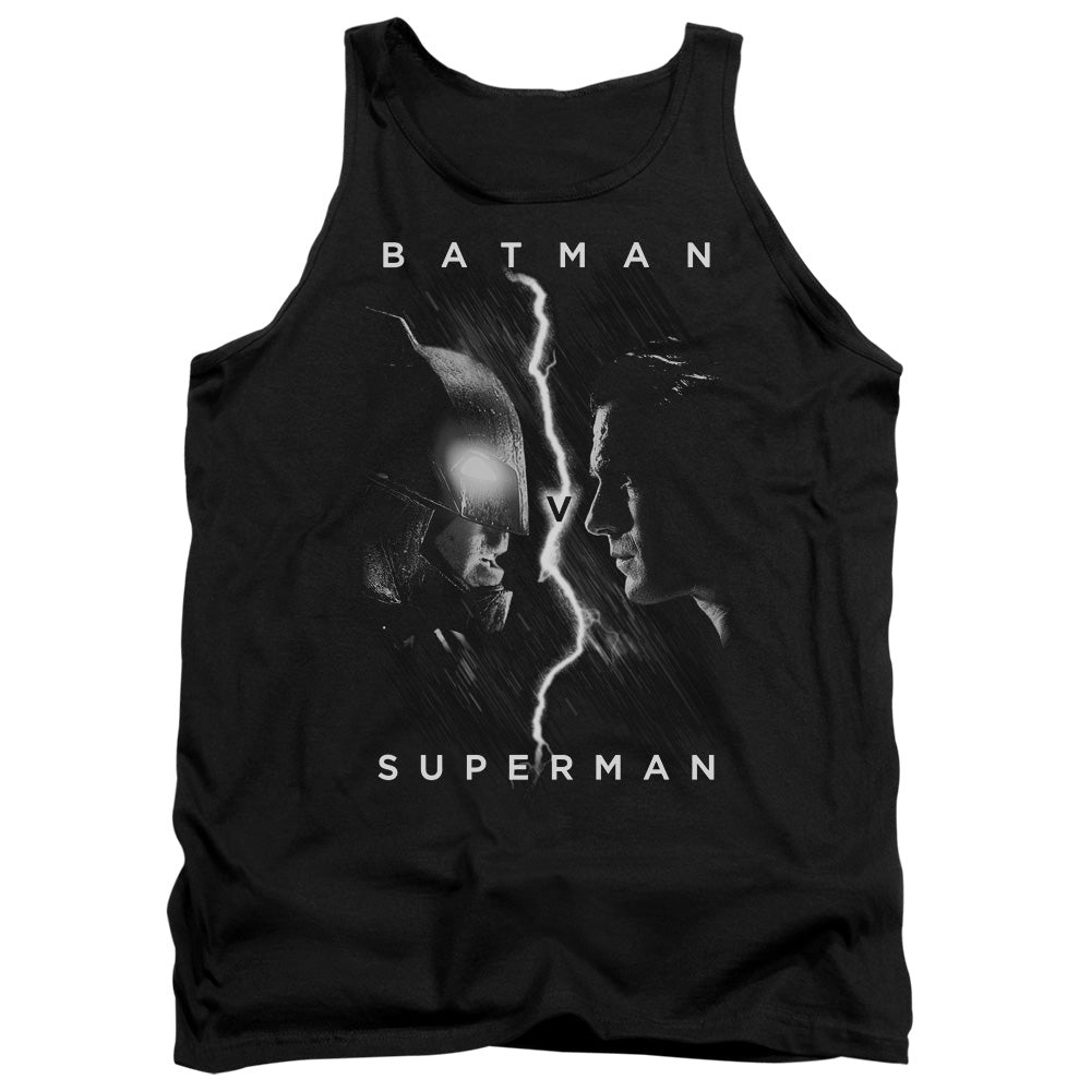 AN OFFCIALLY LICENSED BATMAN V SUPERMAN FACE TO FACE ADULT UNISEX TANK TOP BLACK