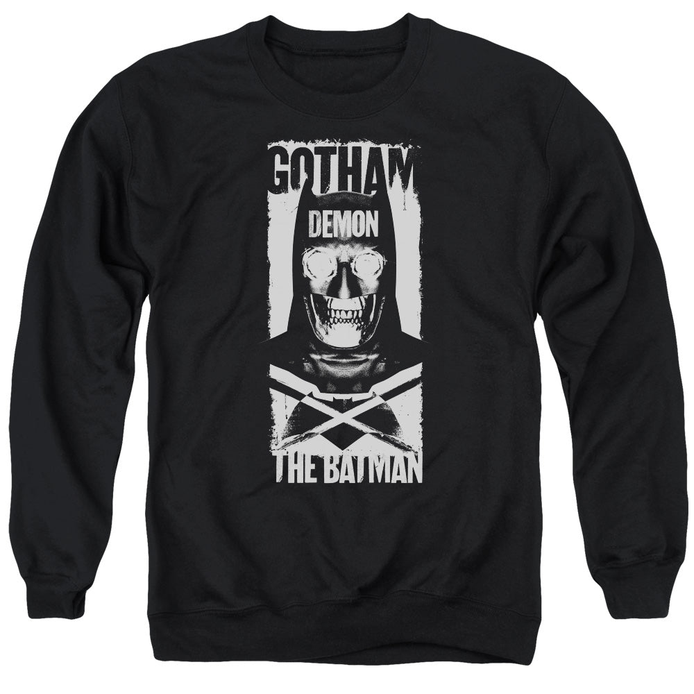 AN OFFCIALLY LICENSED BATMAN V SUPERMAN DEMON BAT ADULT UNISEX CREWNECK SWEATSHIRT BLACK
