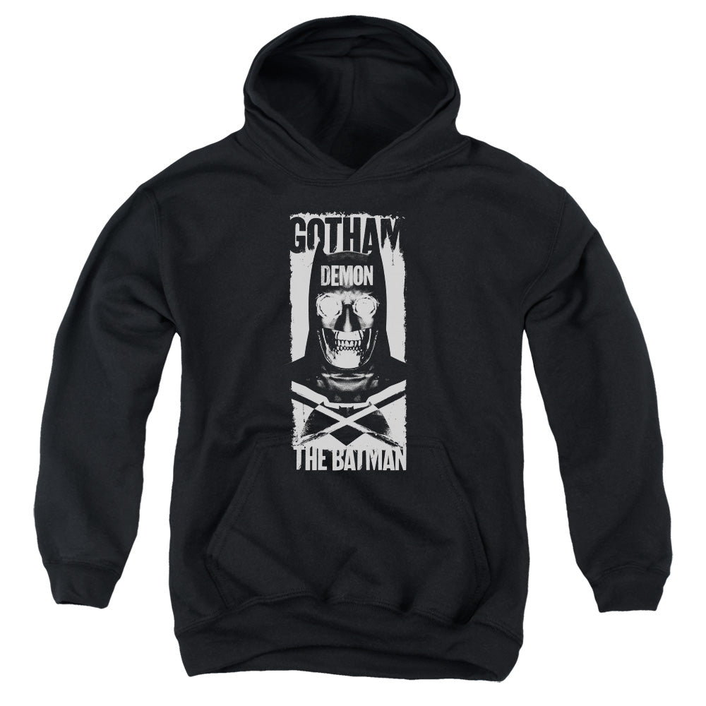 AN OFFCIALLY LICENSED BATMAN V SUPERMAN DEMON BAT YOUTH HOODIE BLACK