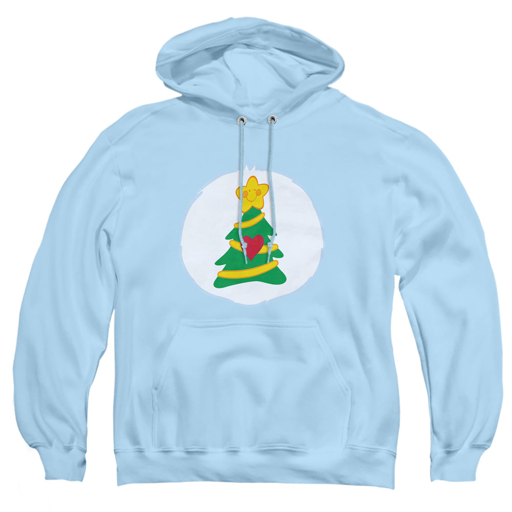 AN OFFCIALLY LICENSED CARE BEARS CHRISTMAS WISHES BELLY ADULT UNISEX PULLOVER HOODIE LIGHT BLUE