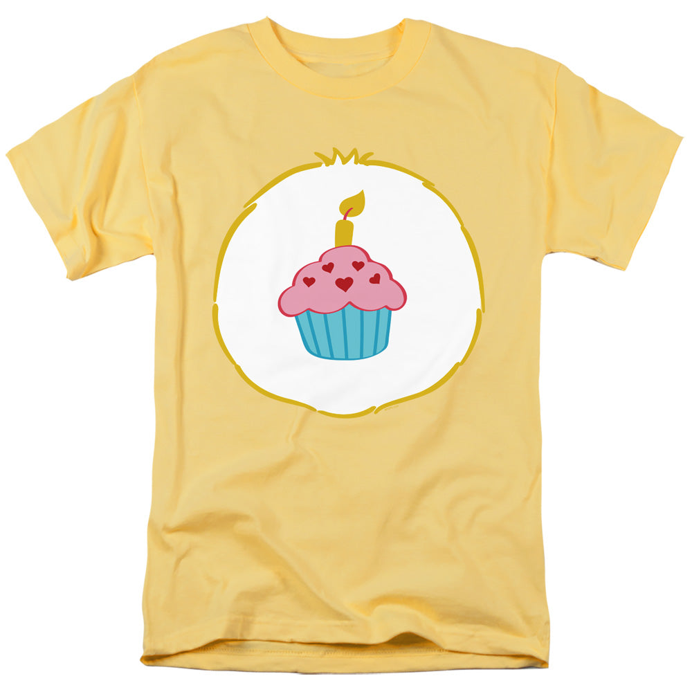 AN OFFCIALLY LICENSED CARE BEARS BIRTHDAY BELLY MEN'S REGULAR FIT T-SHIRT BANANA