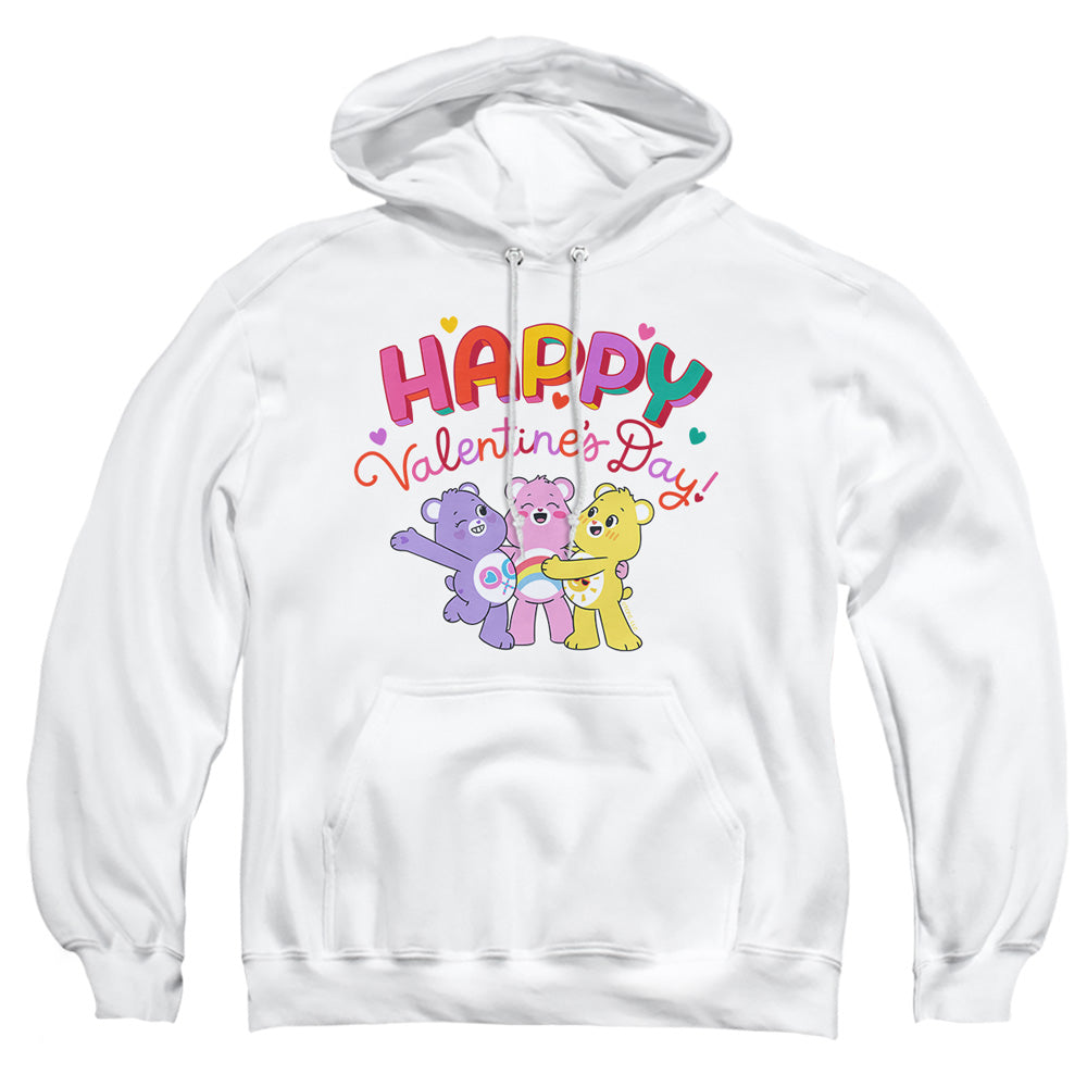 AN OFFCIALLY LICENSED CARE BEARS HAPPY VALENTINE'S DAY ADULT UNISEX PULLOVER HOODIE WHITE