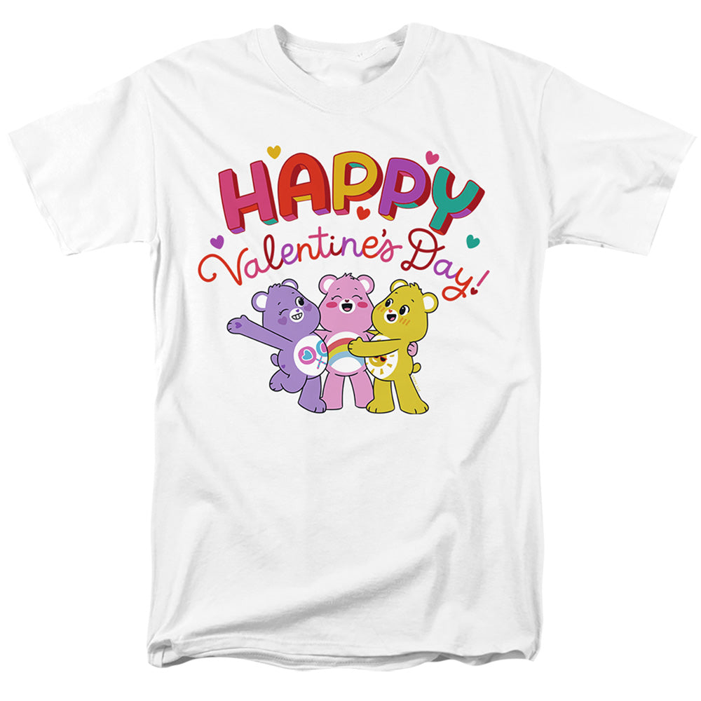 AN OFFCIALLY LICENSED CARE BEARS HAPPY VALENTINE'S DAY MEN'S REGULAR FIT T-SHIRT WHITE