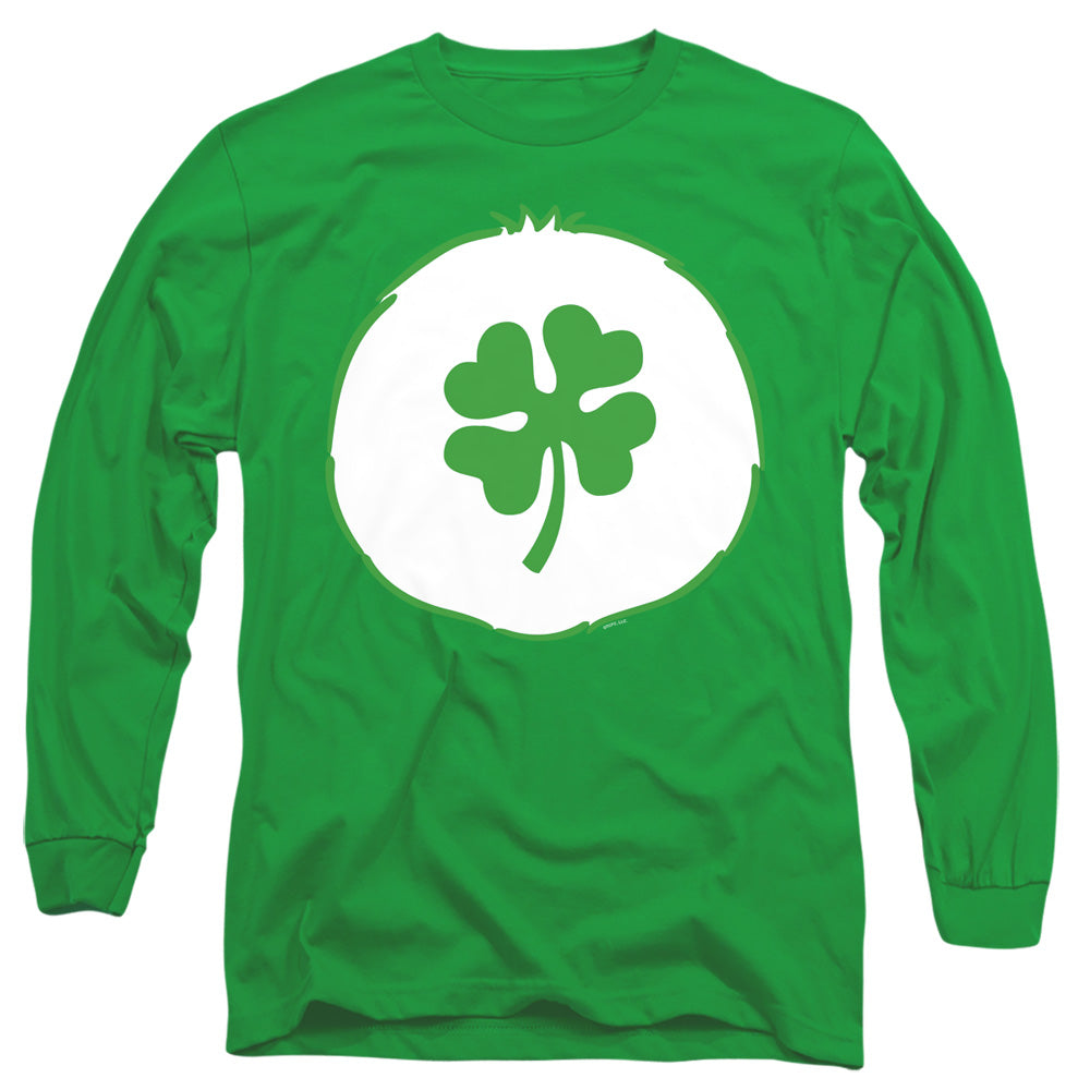 AN OFFCIALLY LICENSED CARE BEARS GOOD LUCK BELLY MEN'S LONG SLEEVE T-SHIRT KELLY GREEN