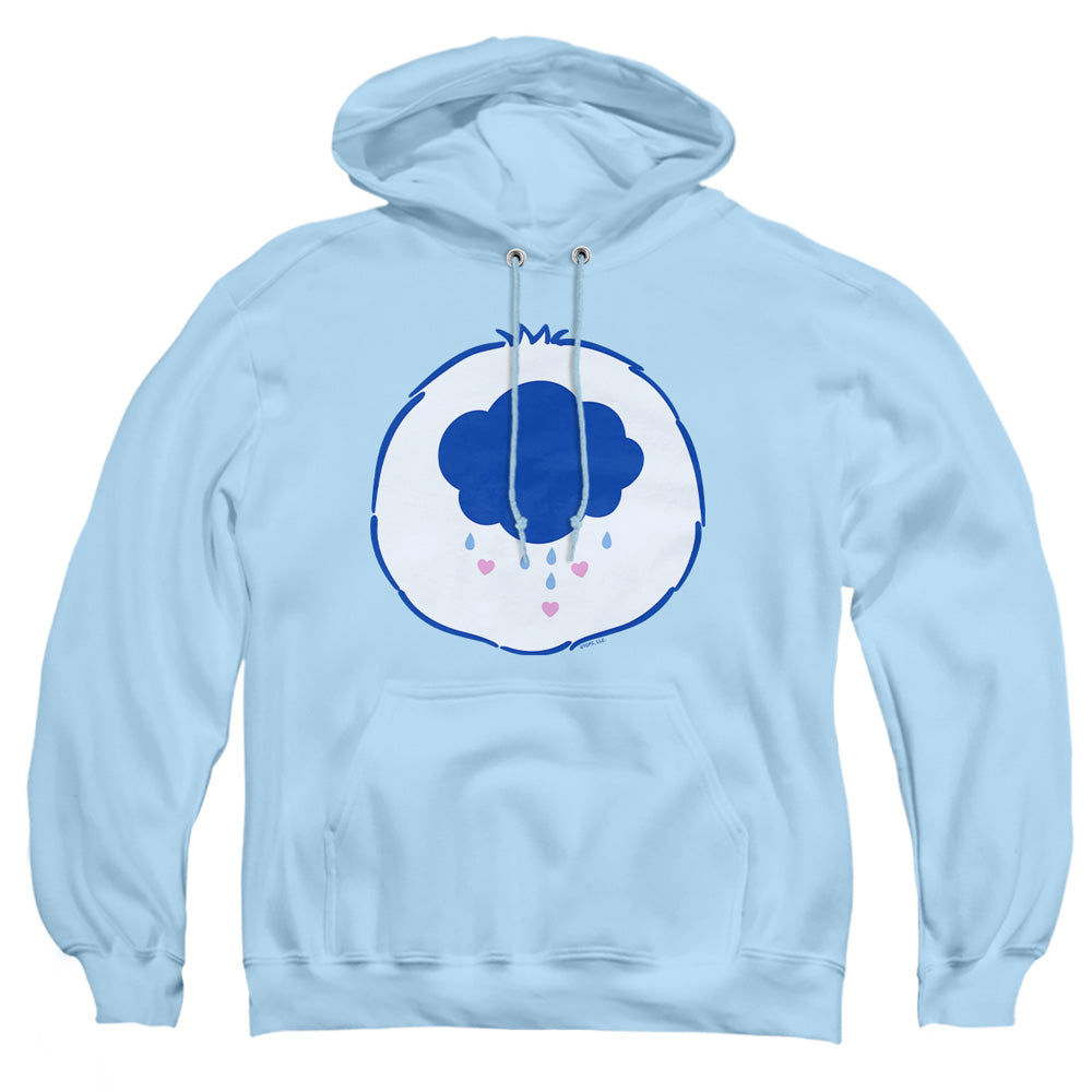 AN OFFCIALLY LICENSED CARE BEARS GRUMPY BELLY ADULT UNISEX PULLOVER HOODIE LIGHT BLUE
