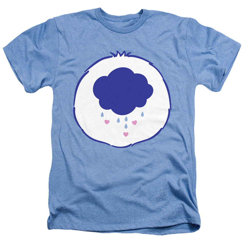 AN OFFCIALLY LICENSED CARE BEARS GRUMPY BELLY MEN'S HEATHER T-SHIRT LIGHT BLUE