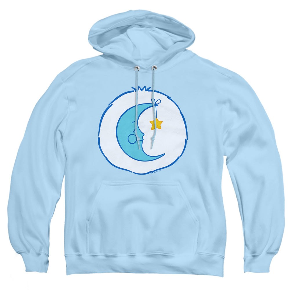 AN OFFCIALLY LICENSED CARE BEARS BEDTIME BELLY ADULT UNISEX PULLOVER HOODIE LIGHT BLUE