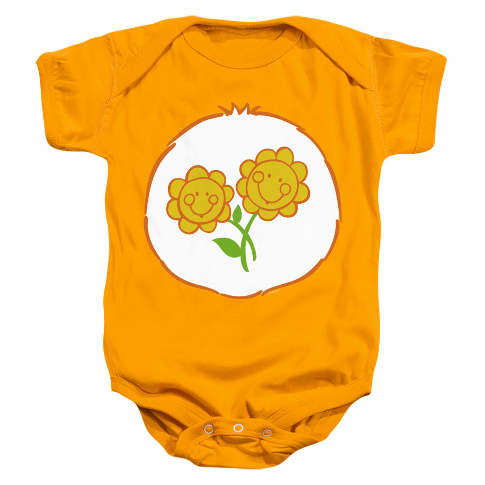 AN OFFCIALLY LICENSED CARE BEARS FRIEND BELLY BABY BODYSUIT GOLD