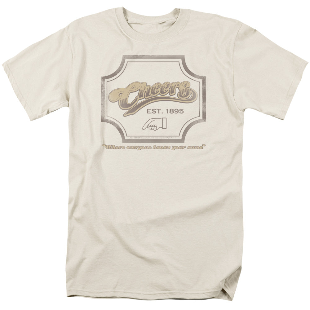 AN OFFCIALLY LICENSED CHEERS SIGN MEN'S REGULAR FIT T-SHIRT CREAM