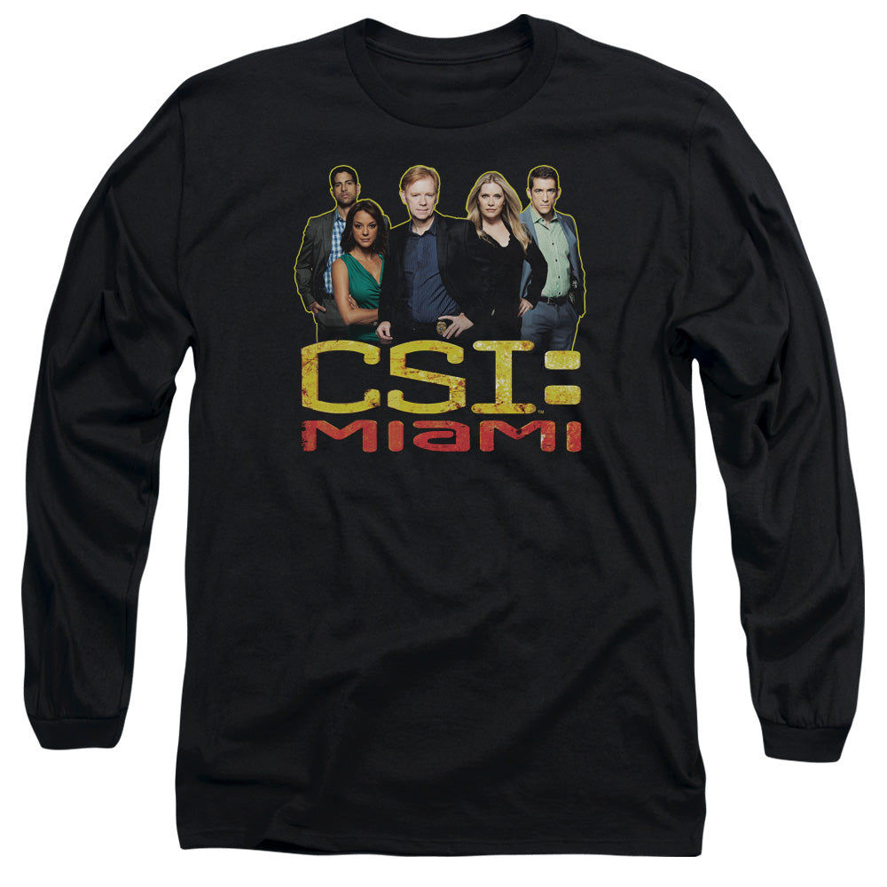 AN OFFCIALLY LICENSED CSI MIAMI THE CAST IN BLACK MEN'S LONG SLEEVE T-SHIRT BLACK