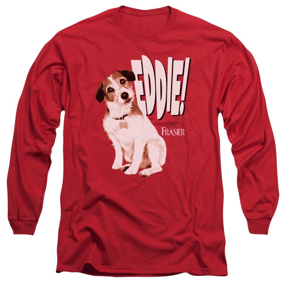 AN OFFCIALLY LICENSED FRASIER EDDIE MEN'S LONG SLEEVE T-SHIRT RED