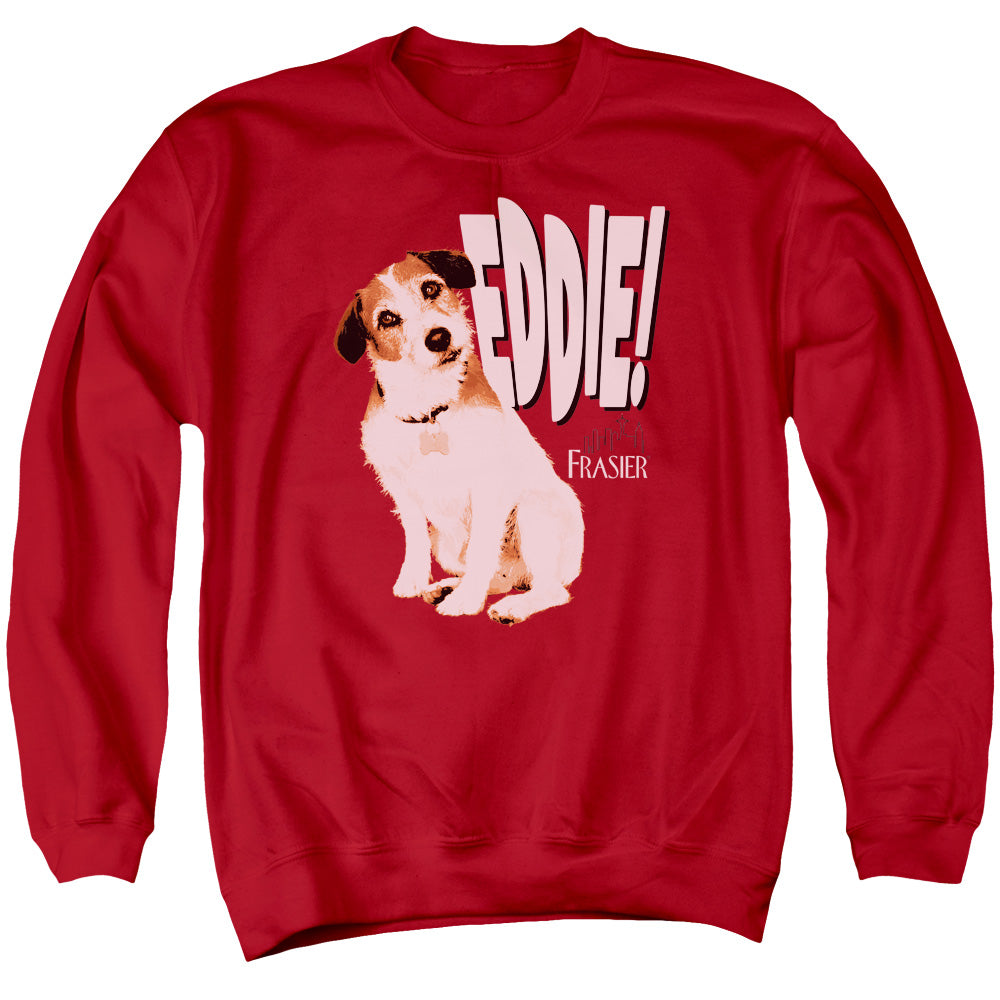 AN OFFCIALLY LICENSED FRASIER EDDIE ADULT UNISEX CREWNECK SWEATSHIRT RED