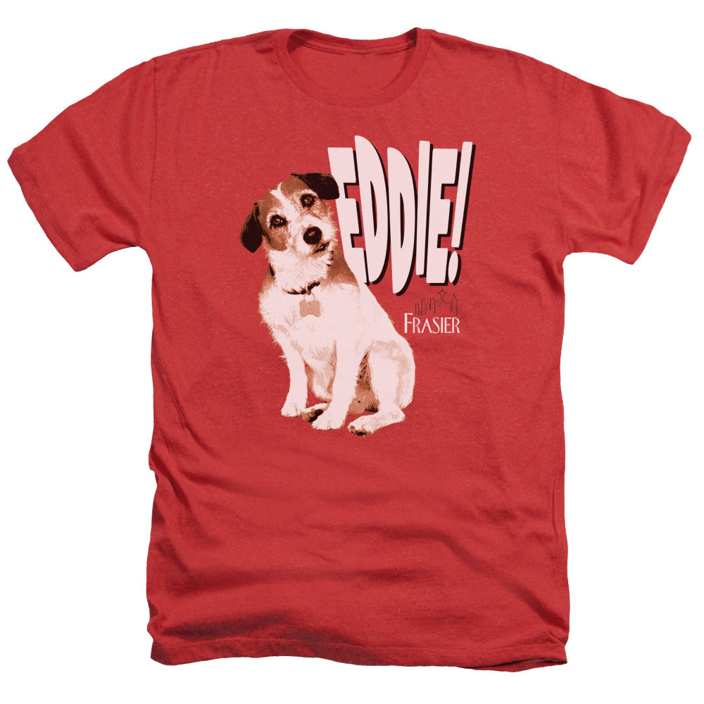 AN OFFCIALLY LICENSED FRASIER EDDIE MEN'S HEATHER T-SHIRT RED