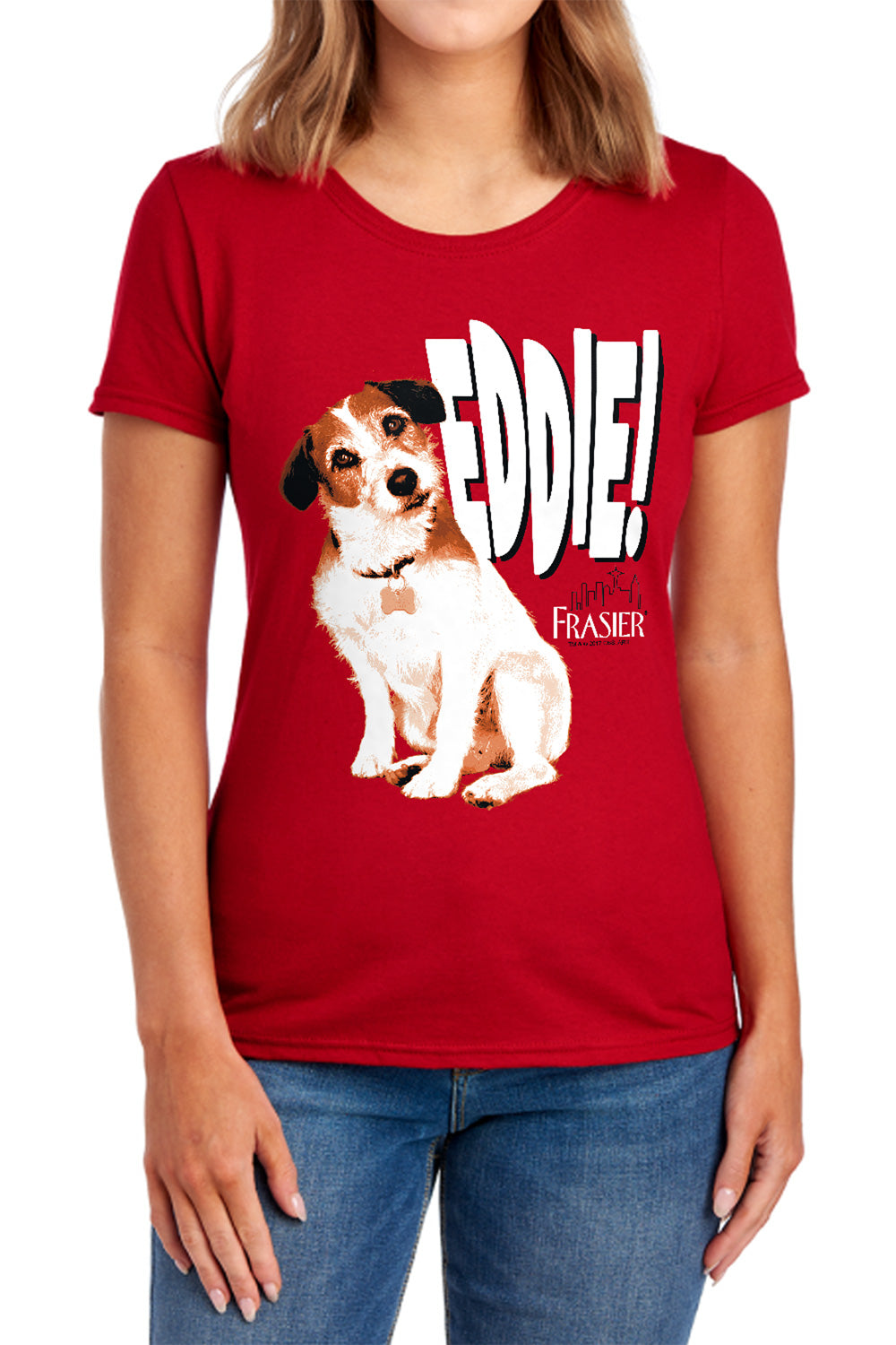 AN OFFCIALLY LICENSED FRASIER EDDIE WOMEN'S REGULAR FIT T-SHIRT RED