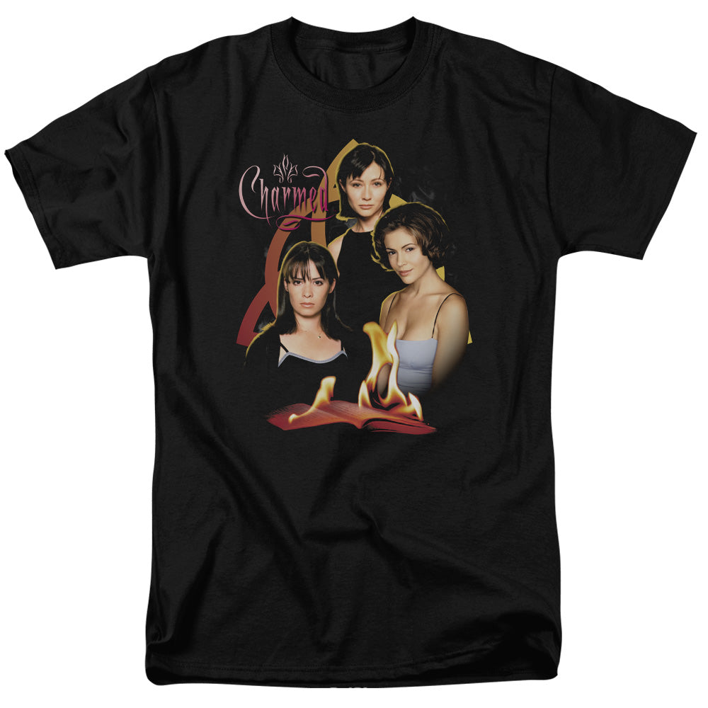 AN OFFCIALLY LICENSED CHARMED ORIGINAL THREE MEN'S REGULAR FIT T-SHIRT BLACK