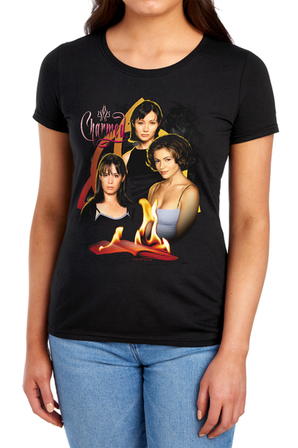 AN OFFCIALLY LICENSED CHARMED ORIGINAL THREE WOMEN'S REGULAR FIT T-SHIRT BLACK