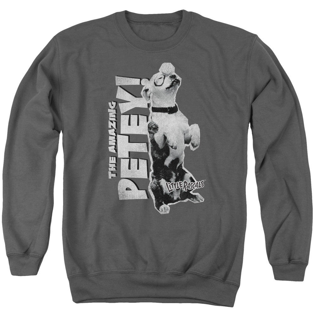 AN OFFCIALLY LICENSED LITTLE RASCALS AMAZING PETEY ADULT UNISEX CREWNECK SWEATSHIRT CHARCOAL