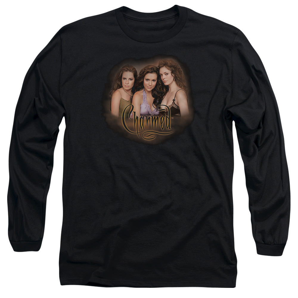 AN OFFCIALLY LICENSED CHARMED SMOKIN MEN'S LONG SLEEVE T-SHIRT BLACK