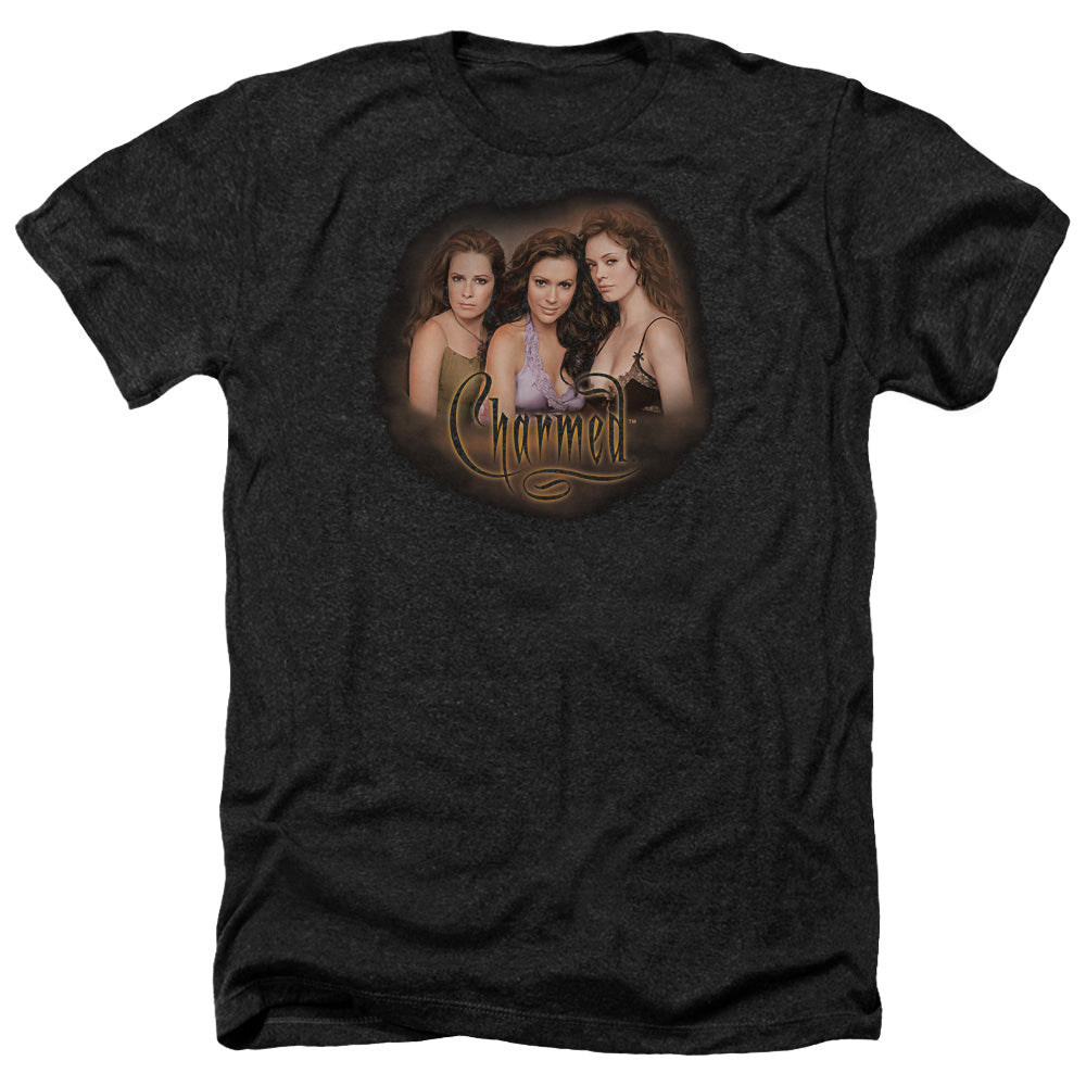 AN OFFCIALLY LICENSED CHARMED SMOKIN MEN'S HEATHER T-SHIRT CHARCOAL