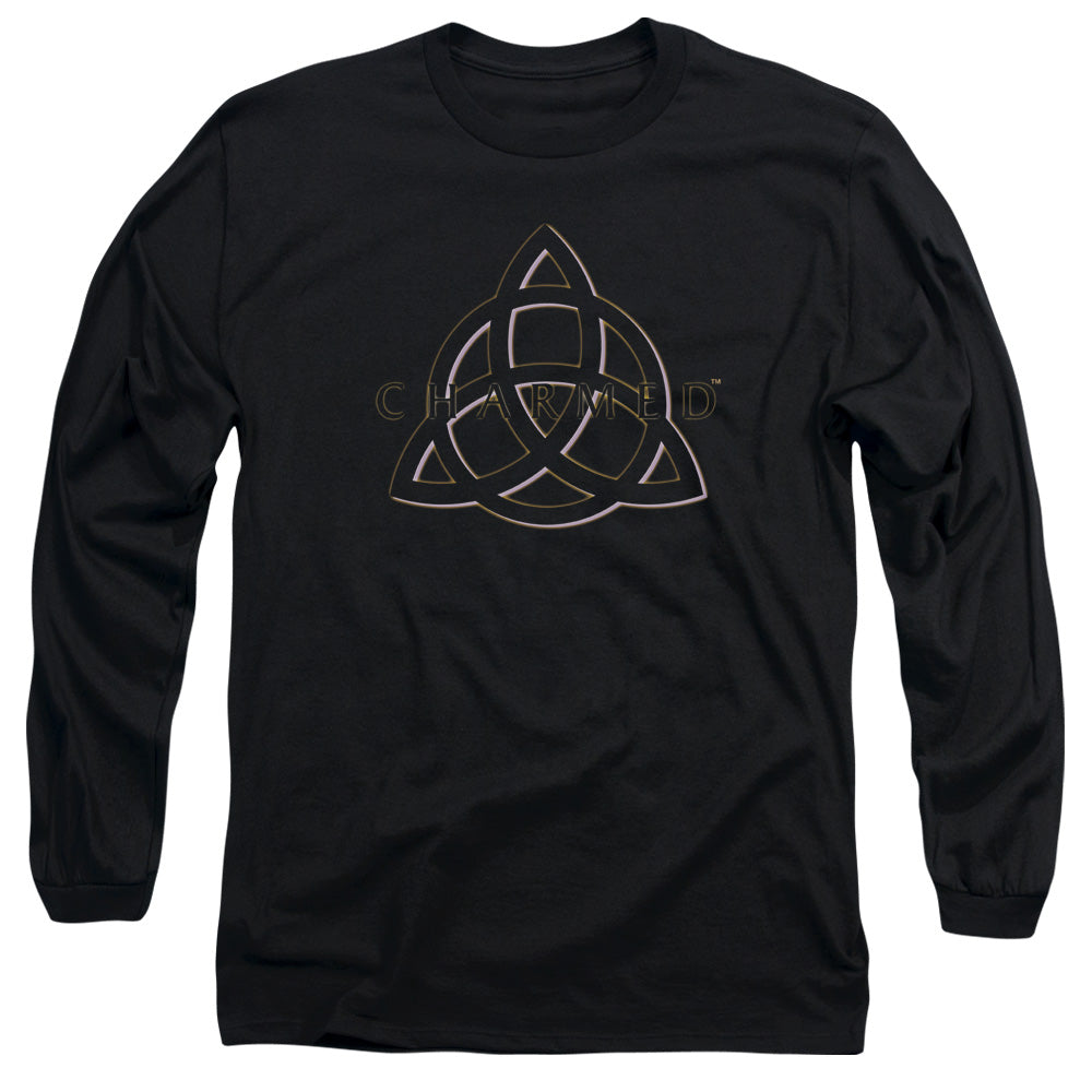 AN OFFCIALLY LICENSED CHARMED TRIPLE LINKED LOGO MEN'S LONG SLEEVE T-SHIRT BLACK