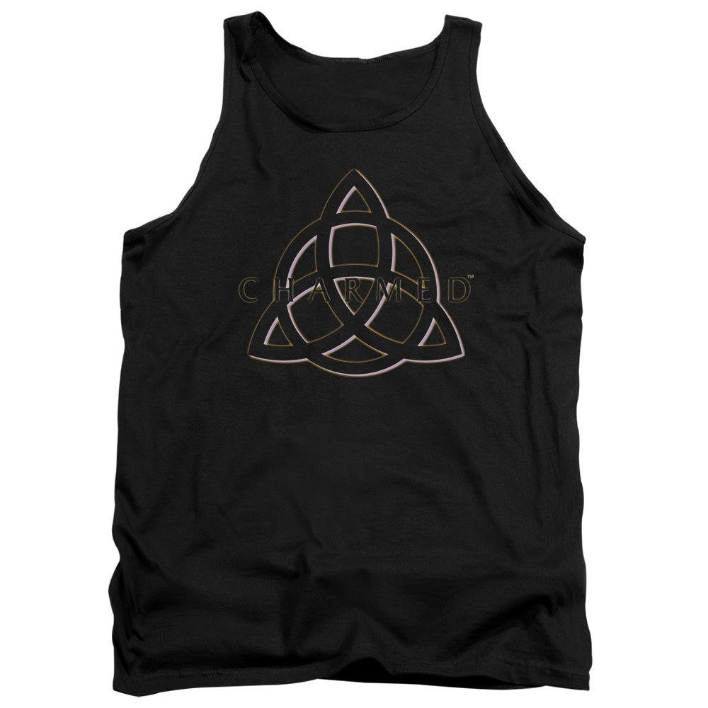 AN OFFCIALLY LICENSED CHARMED TRIPLE LINKED LOGO ADULT UNISEX TANK TOP BLACK