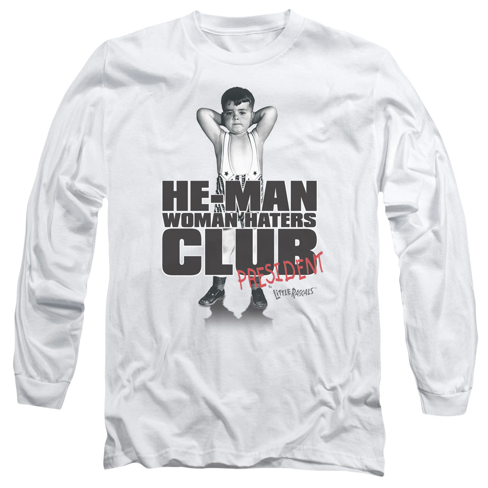 AN OFFCIALLY LICENSED LITTLE RASCALS CLUB PRESIDENT MEN'S LONG SLEEVE T-SHIRT WHITE