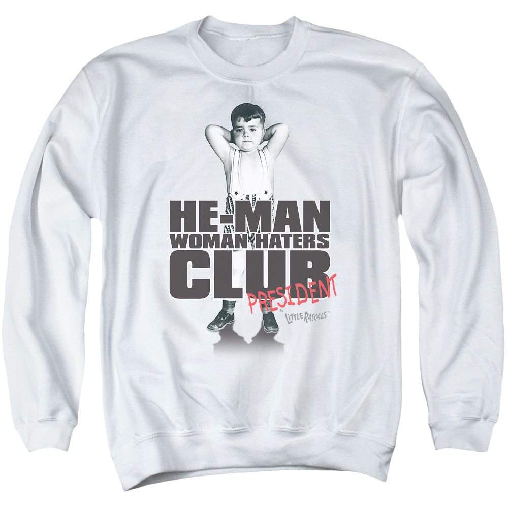 AN OFFCIALLY LICENSED LITTLE RASCALS CLUB PRESIDENT ADULT UNISEX CREWNECK SWEATSHIRT WHITE