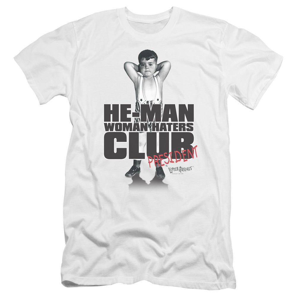 AN OFFCIALLY LICENSED LITTLE RASCALS CLUB PRESIDENT MEN'S PREMIUM SLIM FIT T-SHIRT WHITE