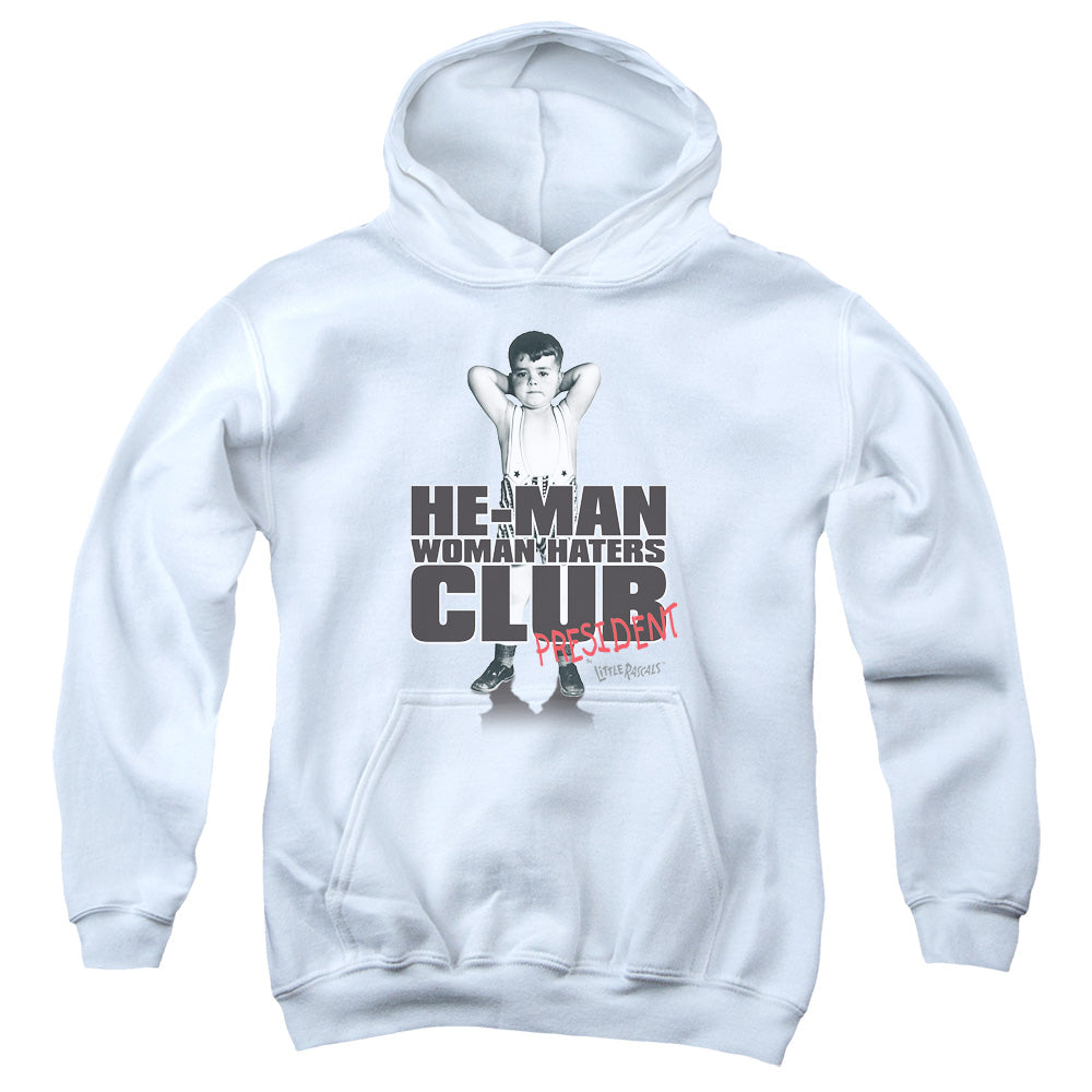 AN OFFCIALLY LICENSED LITTLE RASCALS CLUB PRESIDENT YOUTH HOODIE WHITE