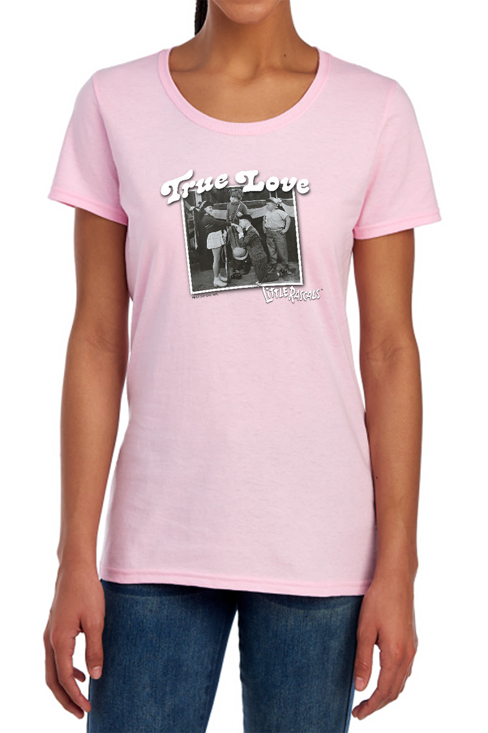 AN OFFCIALLY LICENSED LITTLE RASCALS TRUE LOVE WOMEN'S REGULAR FIT T-SHIRT PINK