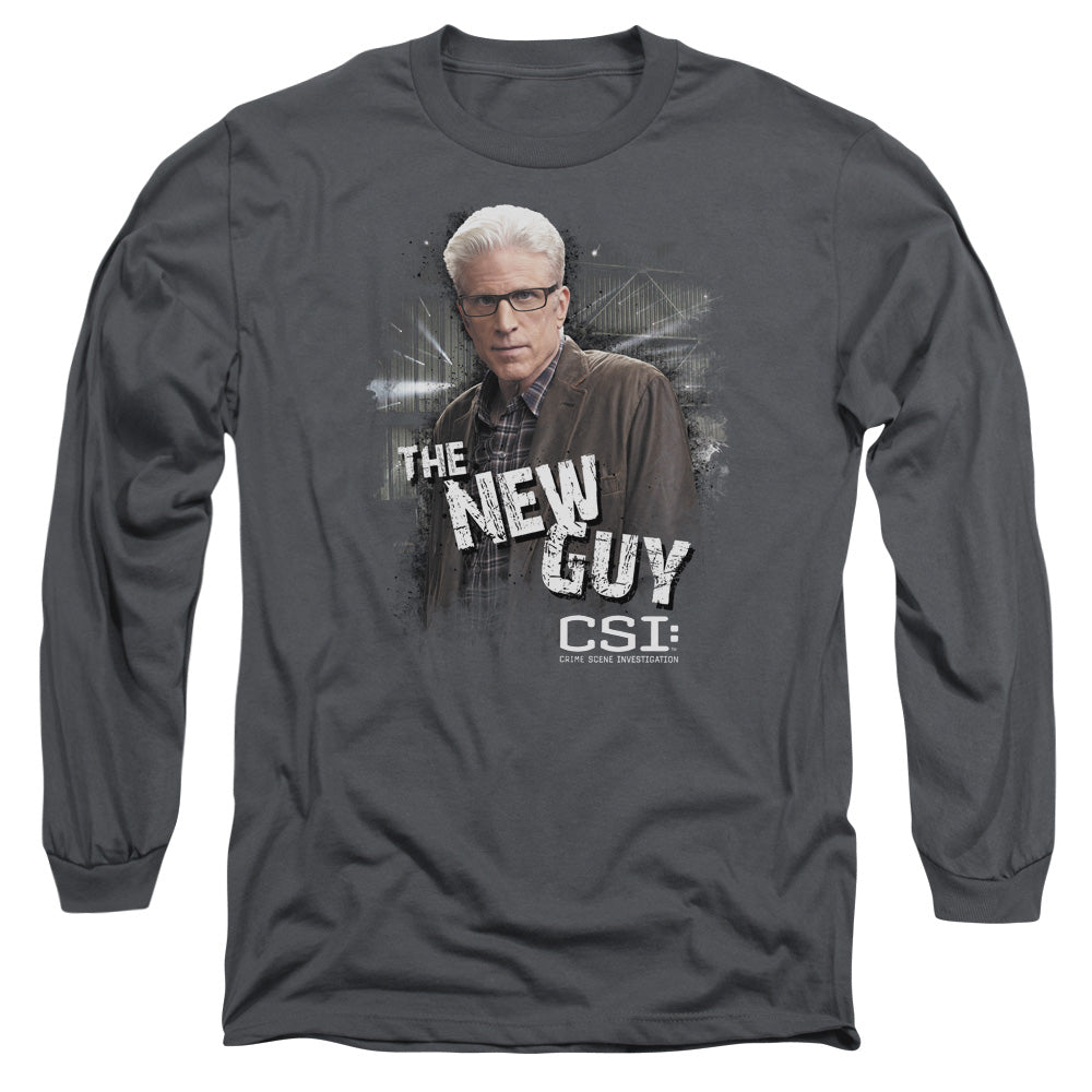 AN OFFCIALLY LICENSED CSI THE NEW GUY MEN'S LONG SLEEVE T-SHIRT CHARCOAL