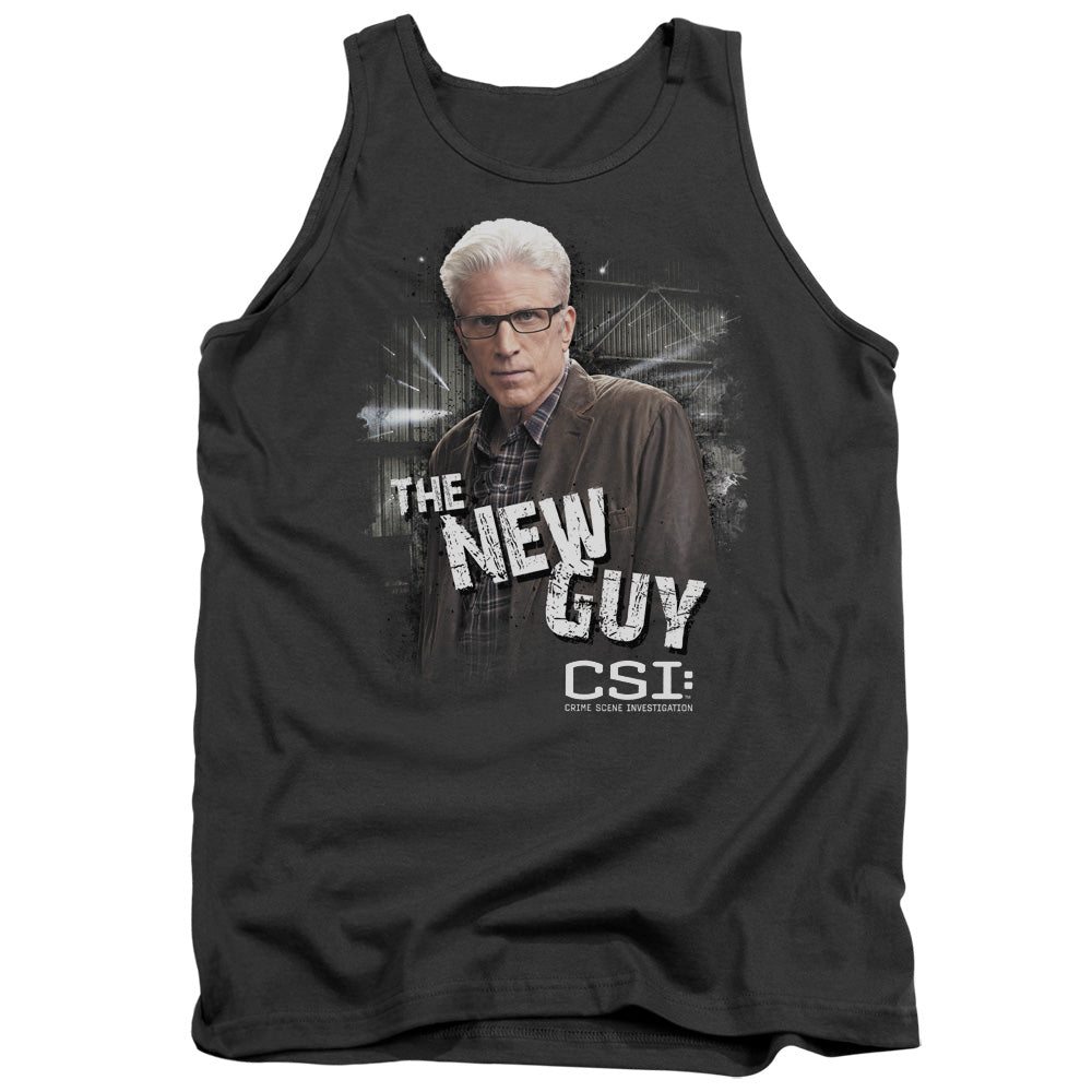 AN OFFCIALLY LICENSED CSI THE NEW GUY ADULT UNISEX TANK TOP CHARCOAL