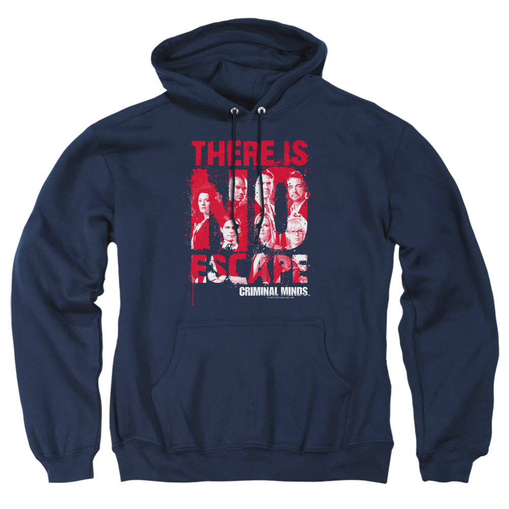 AN OFFCIALLY LICENSED CRIMINAL MINDS NO ESCAPE ADULT UNISEX PULLOVER HOODIE NAVY