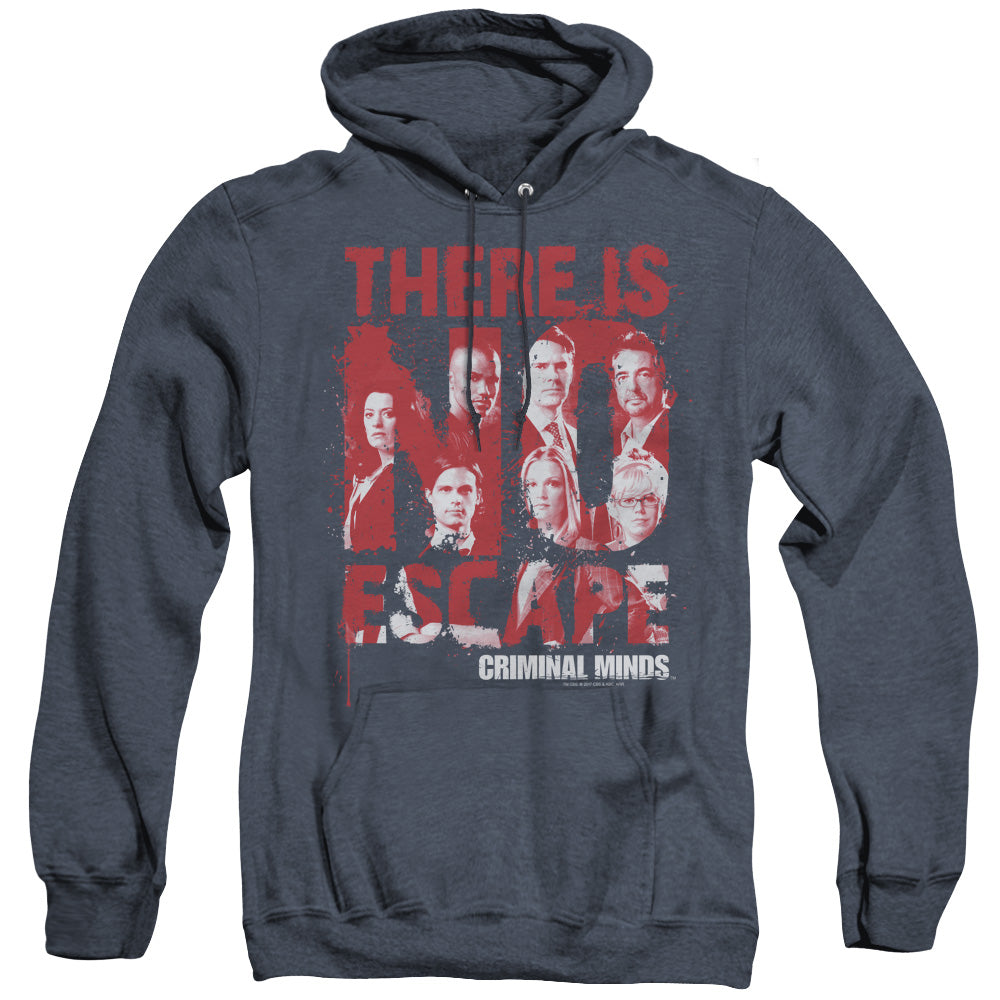 AN OFFCIALLY LICENSED CRIMINAL MINDS NO ESCAPE ADULT UNISEX HEATHER PULLOVER HOODIE NAVY