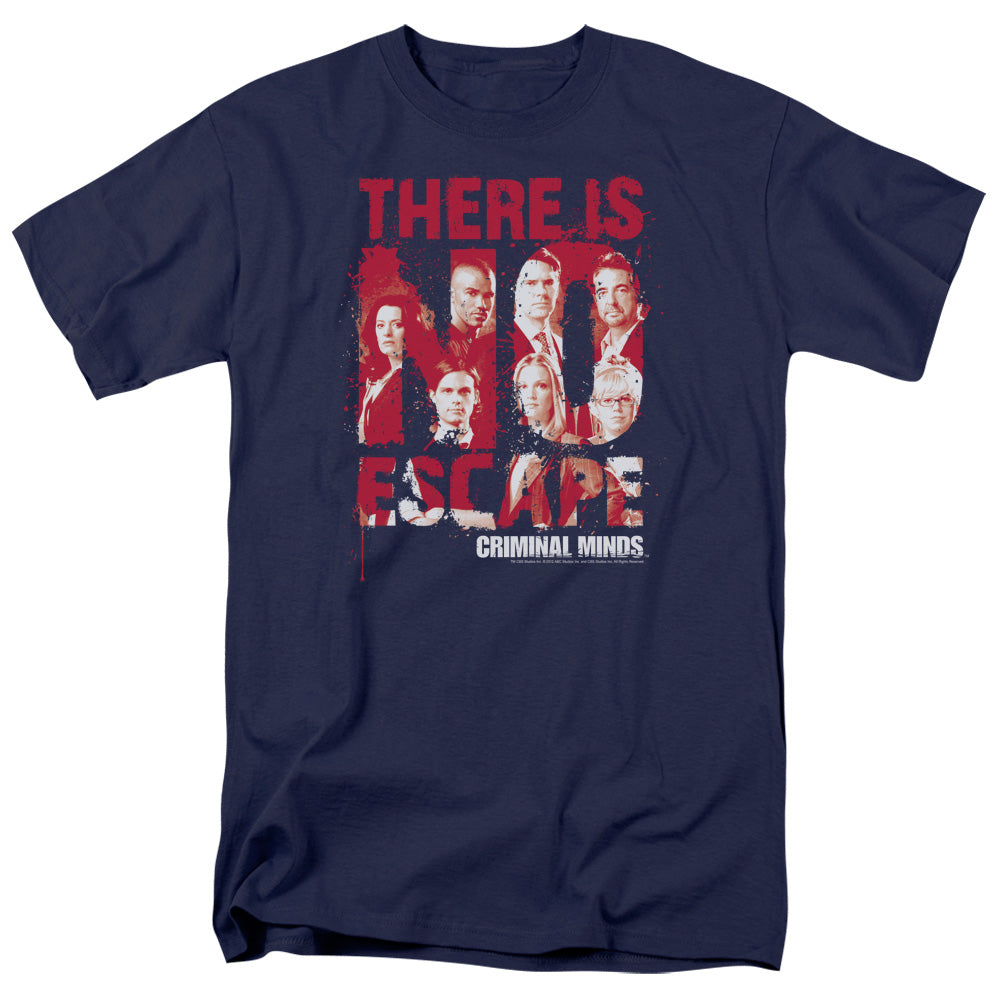 AN OFFCIALLY LICENSED CRIMINAL MINDS NO ESCAPE MEN'S REGULAR FIT T-SHIRT NAVY