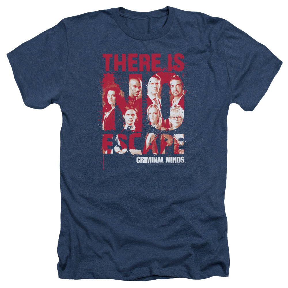 AN OFFCIALLY LICENSED CRIMINAL MINDS NO ESCAPE MEN'S HEATHER T-SHIRT NAVY