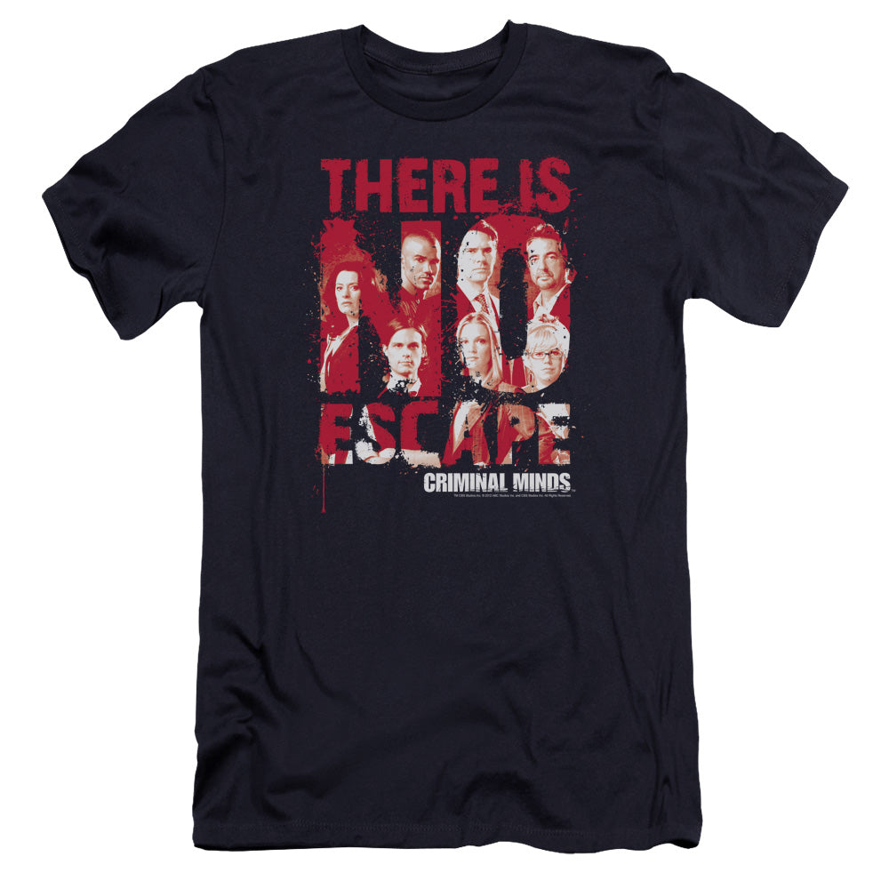 AN OFFCIALLY LICENSED CRIMINAL MINDS NO ESCAPE MEN'S PREMIUM SLIM FIT T-SHIRT NAVY