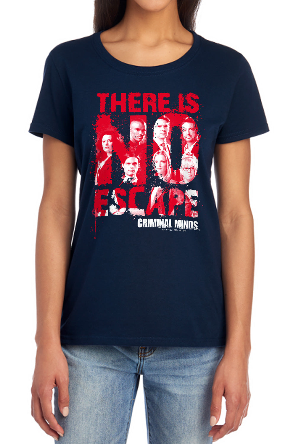 AN OFFCIALLY LICENSED CRIMINAL MINDS NO ESCAPE WOMEN'S REGULAR FIT T-SHIRT NAVY