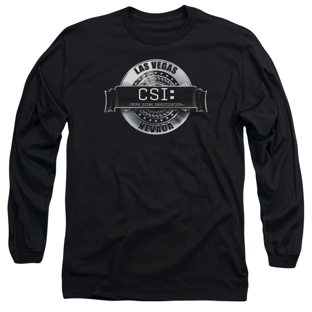 AN OFFCIALLY LICENSED CSI RENDERED LOGO MEN'S LONG SLEEVE T-SHIRT BLACK