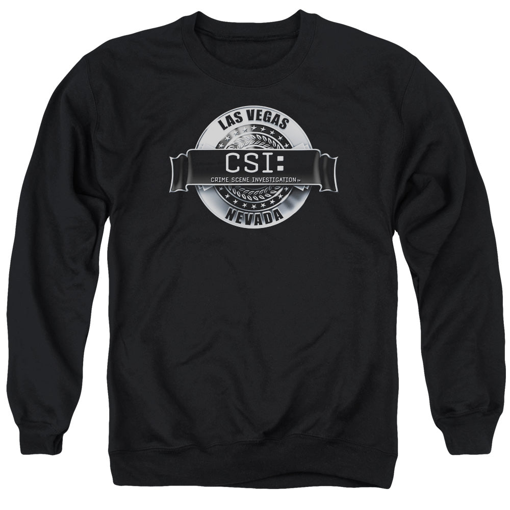AN OFFCIALLY LICENSED CSI RENDERED LOGO ADULT UNISEX CREWNECK SWEATSHIRT BLACK