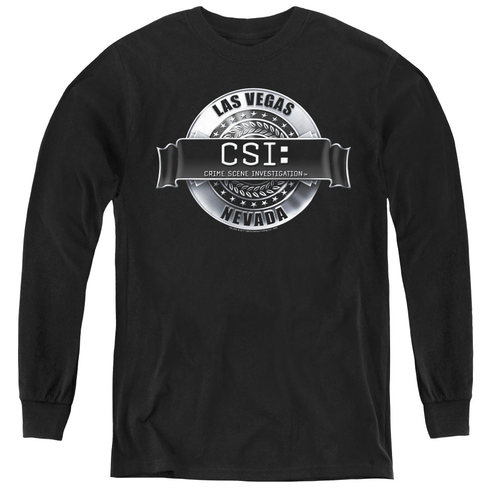 AN OFFCIALLY LICENSED CSI RENDERED LOGO YOUTH LONG SLEEVE T-SHIRT BLACK
