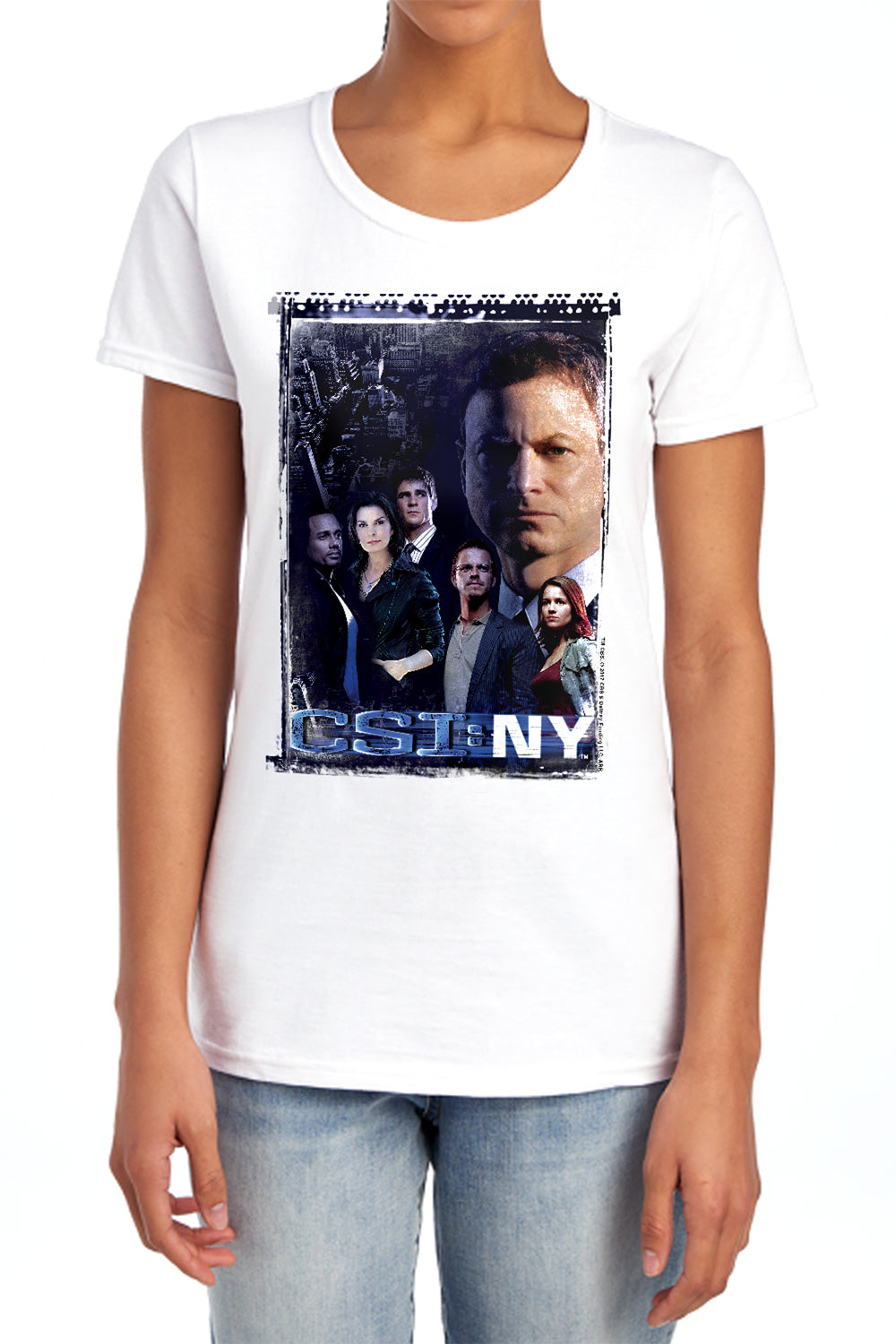 AN OFFCIALLY LICENSED CSI NY WATCHFUL EYE WOMEN'S REGULAR FIT T-SHIRT WHITE
