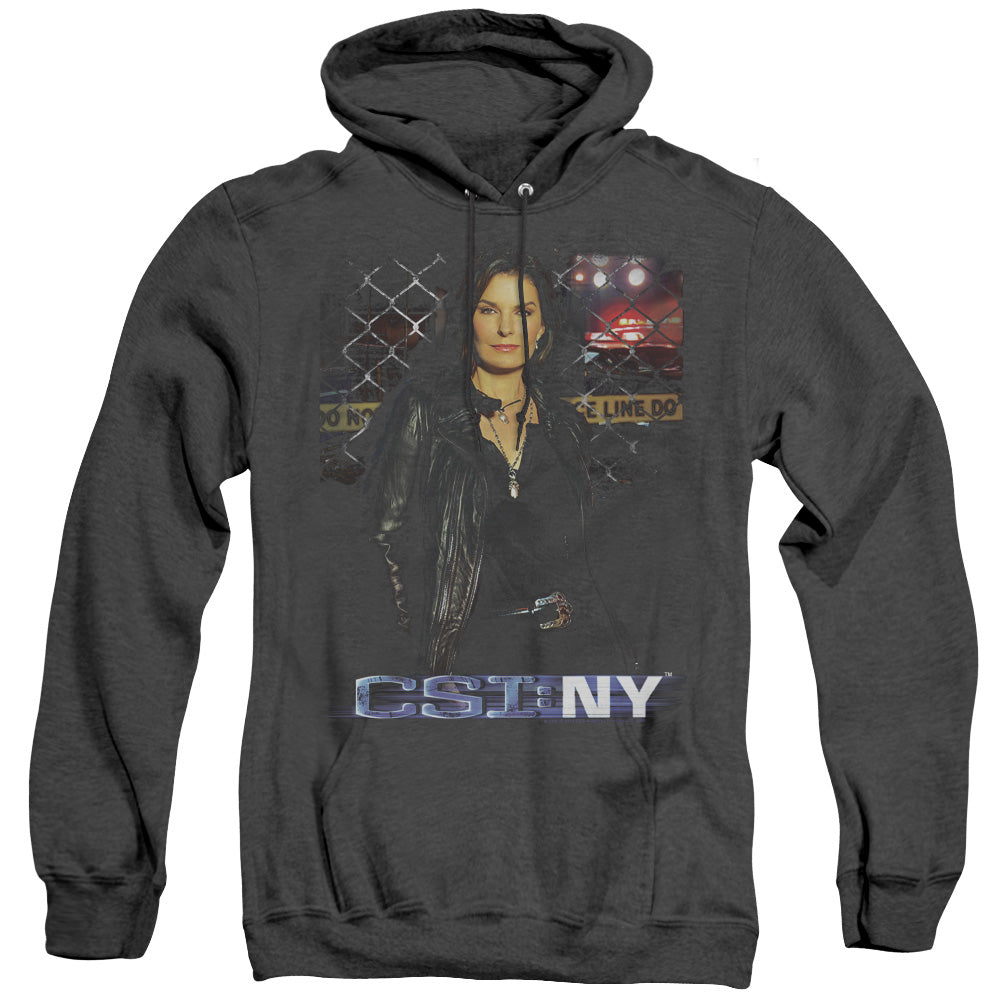 AN OFFCIALLY LICENSED CSI NY JO ADULT UNISEX HEATHER PULLOVER HOODIE BLACK