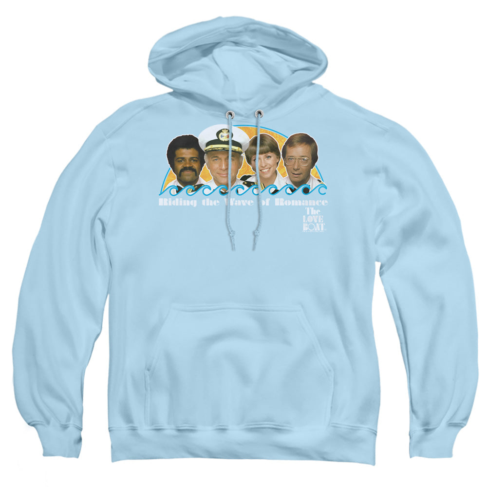 AN OFFCIALLY LICENSED LOVE BOAT WAVE OF ROMANCE ADULT UNISEX PULLOVER HOODIE LIGHT BLUE