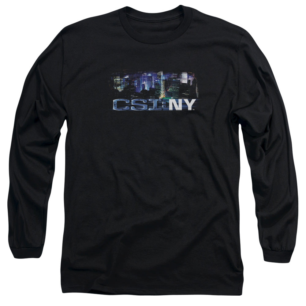 AN OFFCIALLY LICENSED CSI NY NEVER RESTS MEN'S LONG SLEEVE T-SHIRT BLACK
