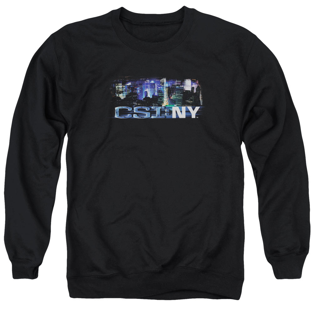 AN OFFCIALLY LICENSED CSI NY NEVER RESTS ADULT UNISEX CREWNECK SWEATSHIRT BLACK