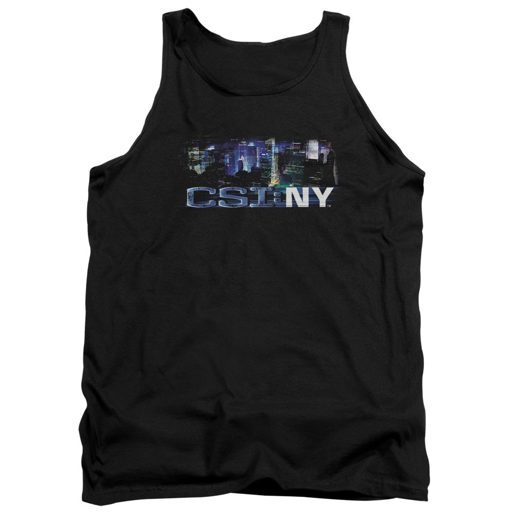 AN OFFCIALLY LICENSED CSI NY NEVER RESTS ADULT UNISEX TANK TOP BLACK
